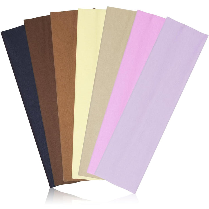 Headbands for Women, Stretchy Non Slip Soft Cotton Cloth Hair Bands for Sports, Workout, Yoga and Running, 7Pcs (Black, White, Medium Gray, Navy, Light Brown, Flesh, Floral Gray)