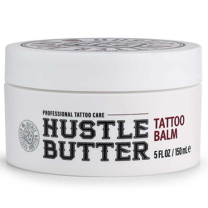Hustle Butter Tattoo Aftercare 5Oz Tattoo Balm, Heals + Protects New Tattoos and Rejuvenates Older Tattoos - 100% Vegan Cream No-Petroleum