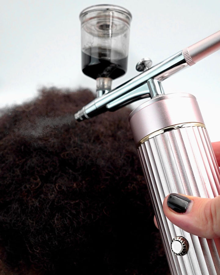 Airbrush Hair & Beard Enhancement Ink | Barber-Grade Line-Up & Filler Spray | Water Resistant, Washable, Pre-Mixed for Precision Hairlines & Sharp Edges (Washable / 60ML Black)