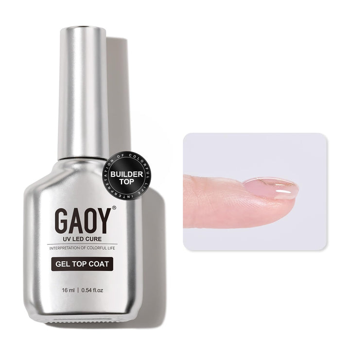16Ml 2 Pcs Glassy Gel Top Coat and Base Coat Set,No Wipe Foundation Combination for UV Light Cure Nail Polish