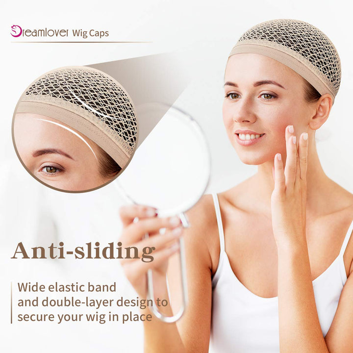 Wig Caps for Women, Hair Net for Wig, Mesh Wig Cap for Long Hair, Natural Nude, 2 Pieces