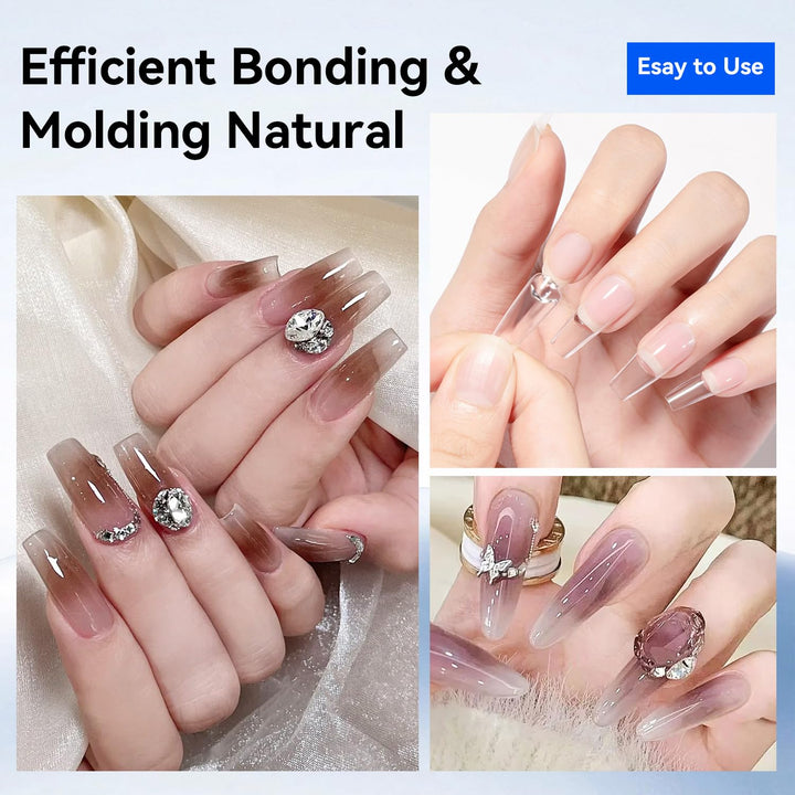 15Ml Nail Glue Gel 5 in 1 for Nail Tips Long Lasting Extension Glue for Clear Nail Tips and Clear Press on Nails, Nail Repair Treatment, Salon Art DIY at Home Need U V Light Cured