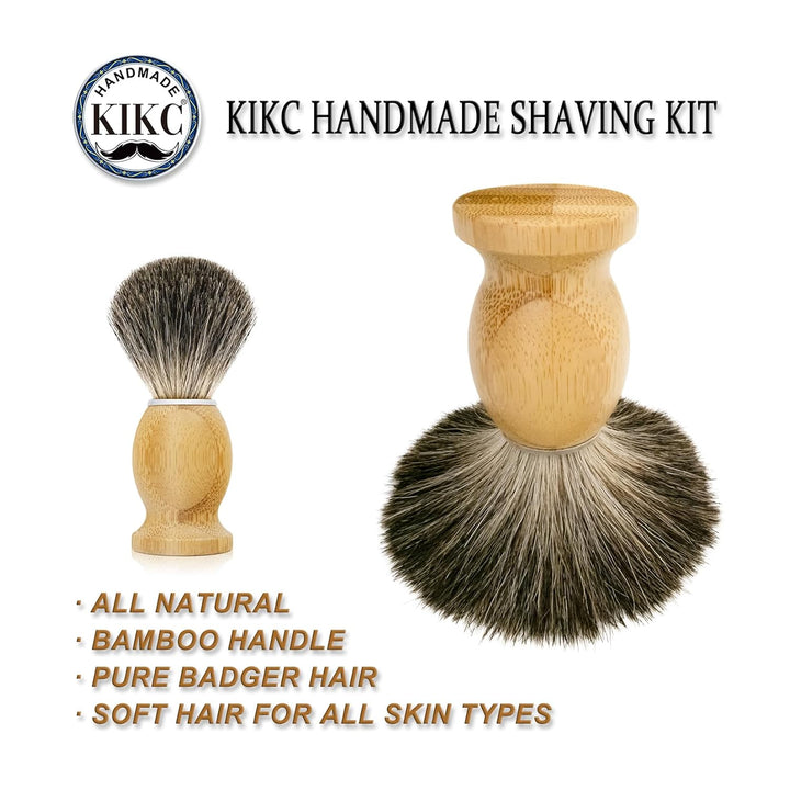 Hand Crafted Pure Badger Shaving Brush for Wet Shave, Comfortable Bamboo Handle, Soft Bristle, Best Gift for Bearded Man