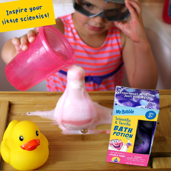 Kids Original Bath Bomb Potions - Colorful Fizzy Fun - Cool Foam and Bubble Science Beaker Bath Toys (Pack of 4)