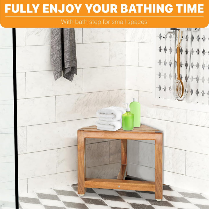 Shower Foot Rest 12 in - Shower Stool for Shaving Legs, Small Corner Bathroom Bench Suitable for Small Shower Spaces - Bath Seat, Spa Foot Rest Shaving Stool Corner