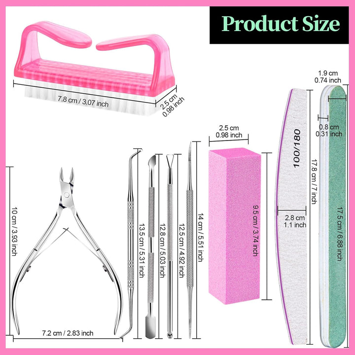 Nail Care Kit, Nail Files 100/180, Nail Tools, Nail Buffer Block, Cuticle Nippers, Cuticle Trimmer, Cuticle Pusher, Nail Kit, Pedicure & Manicure Tools, Nail Prep Kit, Manicure Kit for Women