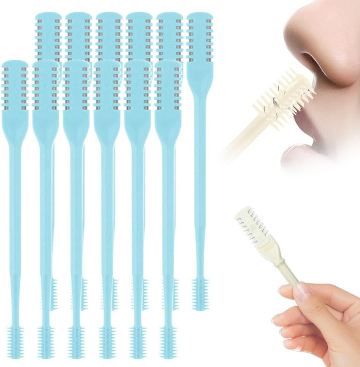 2-In-1 Nasal Hair Cutter, 2025 New Double Sided Nose Hair Knife, Portable Nostril Hair Remover Tool, 360° Rotating Nose Hair Trimmer with Ear Picker for Women and Men (Blue, 3 PCS)