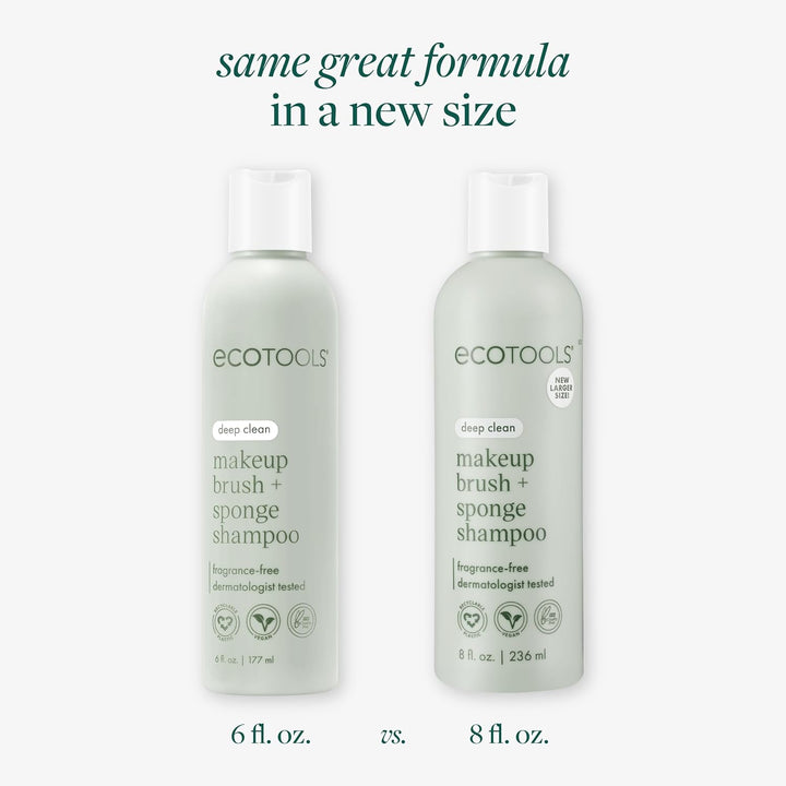 Makeup Brush + Sponge Shampoo Cleanser, Deep Clean, Sulfate-Free, Fragrance-Free Brush Cleaner for Makeup Sponges & Tools, Vegan & Cruelty-Free, 8 Fl. Oz