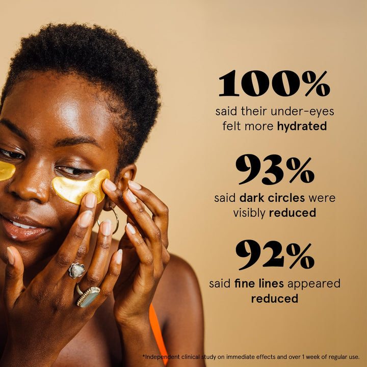 Award Winning under Eye Mask - Travel Essentials - Birthday Gifts for Women - Gel Eye Patches for Dark Circles, Puffy Eyes, Wrinkles, Undereye Bags - Vegan Self Care (48 Pairs, Gold)