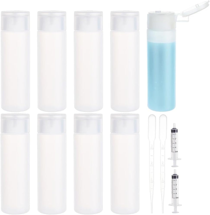 10 Pack 18Ml 0.6Oz Small Travel Squeeze Bottles Refillable Makeup Foundation Container Travel Essentials Sample Bottles for Toiletries, Shampoo Toner Cosmetic