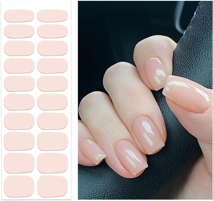 Semi Cured Gel Nail Strips | Gel Nail Stickers with UV Light Required | Salon Quality, Easy Application and Removal（Pink Ombre）
