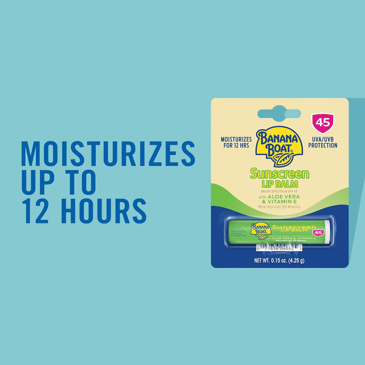 SPF Lip Balm with Aloe Vera & Vitamin E, 0.15Oz | Beach Essentials, Moisturizing Lip Sunscreen SPF 45, Travel Sunscreen for Lips, 0.15Oz