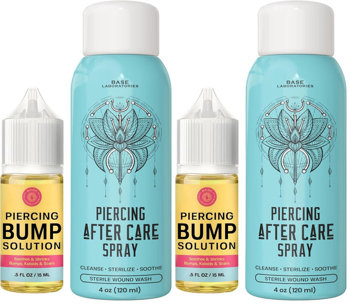 Piercing Aftercare Kit: Keloid & Piercing Bump Solution Oil(15Ml) + Piercing Aftercare Spray (4Oz) - for Keloid Bump Removal & Cleansing Soothing Piercings before & After