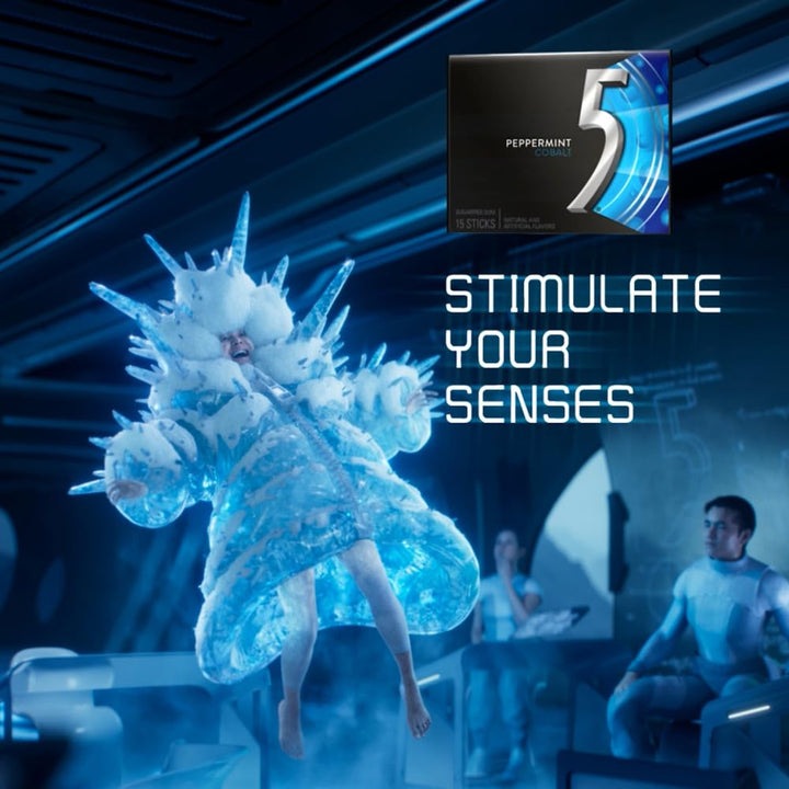 Peppermint Cobalt Sugar Free Chewing Gum Bulk, Stimulate Your Senses While Listening to Your Favorite Music, Mini Purse Essentials, 15 Sticks (Pack of 10)