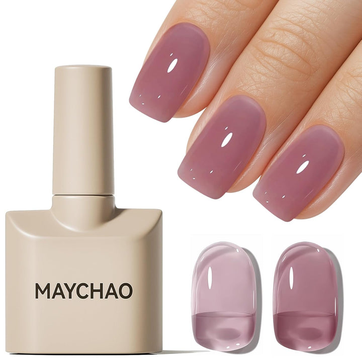 15ML Jelly Sheer Tortoise Gel Nail Polish 1Pc Transparent Hot Cocoa Amber Gel Polish Soak off UV LED Translucent Nail Polish Nail Art Starter Manicure Salon DIY at Home, 0.5 OZ