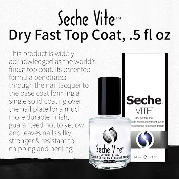 Vite Dry Fast Top Coat Nail Polish - Quick Dry, Long Lasting, Clear Nail Polish, Made in the USA, 0.5 Fl Oz