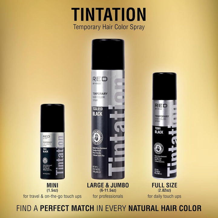 Tintation Temporary Hair Color Spray, Instant Gray Root Touch up Coverage, Water-Resistant & Smudge-Proof, Easy Wash Out, Barber & Hairline Touch-Up, Quick-Dry (Black, 2.82 Oz)