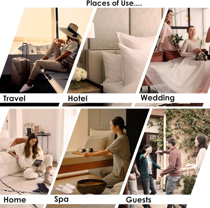 Spa Slippers 6-12 Pairs, Unisex Disposable Slippers Closed Toe Washable, Reusable, Bridal, Indoor, House, Bathroom, Bedroom, Hotel, for Guest