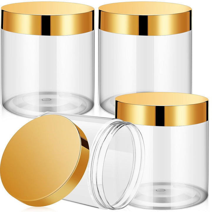 4 Pieces round Wide-Mouth Leak Proof Plastic Container Jars with Lids for Travel Storage Makeup Beauty Products Face Creams Oils Salves Ointments DIY Making(1 Ounce,White)