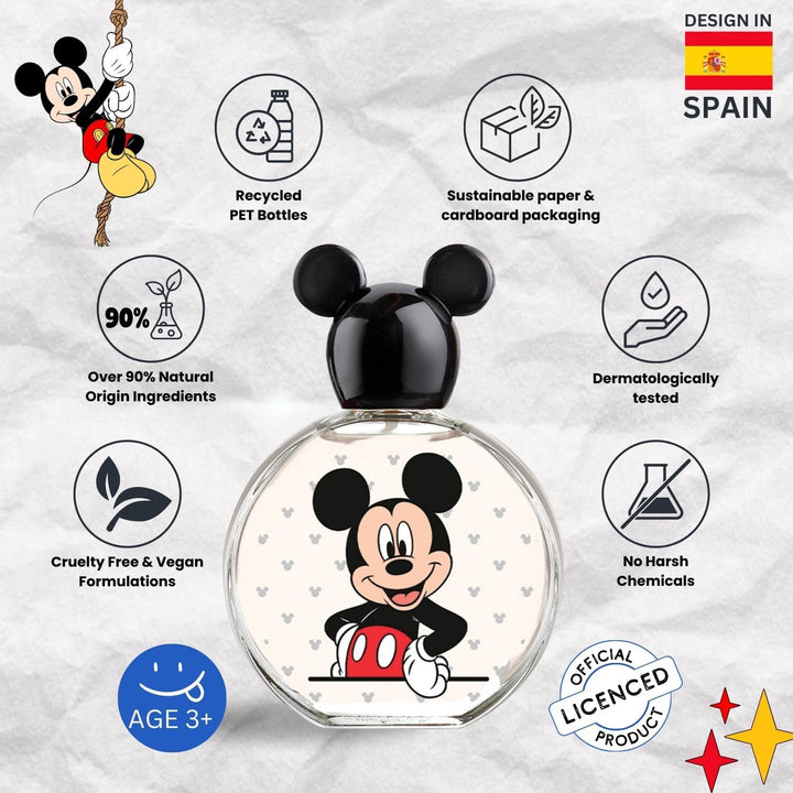 Mickey Mouse, , Fragrance, for Kids, Eau De Toilette, EDT, 3.4Oz, 100Ml, Cologne, Spray, Made in Spain, by Air Val International