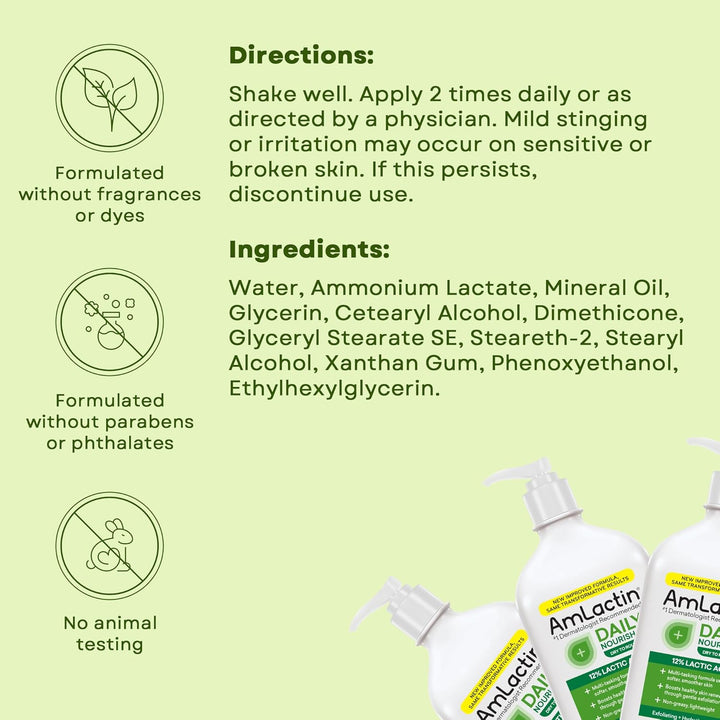 Daily Nourish 12% - 14.1 Oz Body Lotion with 12% Lactic Acid - Exfoliator and Moisturizer for Dry Skin (Packaging May Vary)​