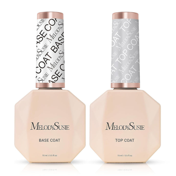 Top Coat Builder Gel Base Coat No Wipe Glossy Set Long Lasting Shine Finish Soak off UV LED Nail Lamp Nail Polish Art Design Manicure Kit Perfect Gifts for Women Girls 3 Pcs 15Ml Clear