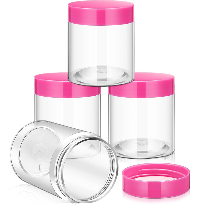 4 Pieces round Wide-Mouth Leak Proof Plastic Container Jars with Lids for Travel Storage Makeup Beauty Products Face Creams Oils Salves Ointments DIY Making(1 Ounce,White)