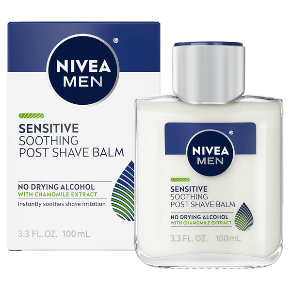 MEN Sensitive Soothing Post Shave Balm with Vitamin E, Pro-Vitamin B5 and Chamomile Extract, Alcohol Free after Shave Balm for Men, 3.3 Fl Oz Bottle