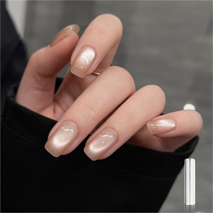 Glassy Cat Eye Gel Nail Polish, 16Ml Glitter Holographic UV Gel Polish with Magnet, Reflective Translucent, 2341 Silvery Moonlight