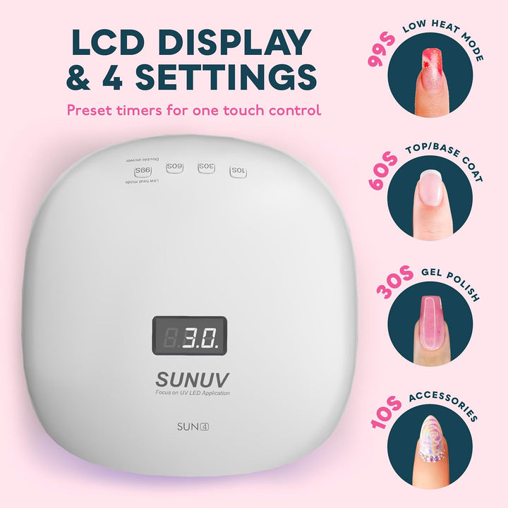 UV LED Nail Lamp, UV Light for Nails Compatible with All Gel Polish, 36 Leds with 4 Timer Settings, LCD Display for Home Salon SUN4 Black