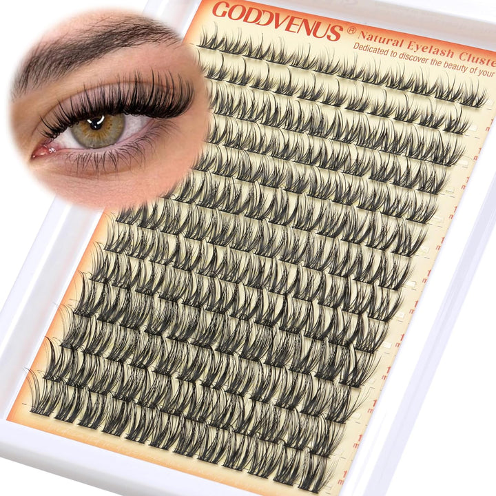 Lash Clusters Kit Wispy Eyelash Clusters Lashes Natural DIY Lash Extension Kit 10-16Mm Cluster Eyelash Extensions Kit 300Pcs C Curl Individual Lashes Cluster Eyelash (No Tweezers)