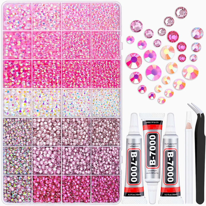 18000Pcs Resin Jelly Rhinestones for Bedazzling, Multicolor 3Mm Flatback Rainbow Gems, Bedazzler Kit with 3Pcs 10Ml B7000 Jewelry Glue for Crafts Crafting Book Shoes Nail Art
