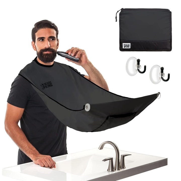 Beard Bib Apron - Shaving Set for Dad - as Seen on Shark Tank - Men'S Hair Catcher for Shaving - Grooming Accessories, Black