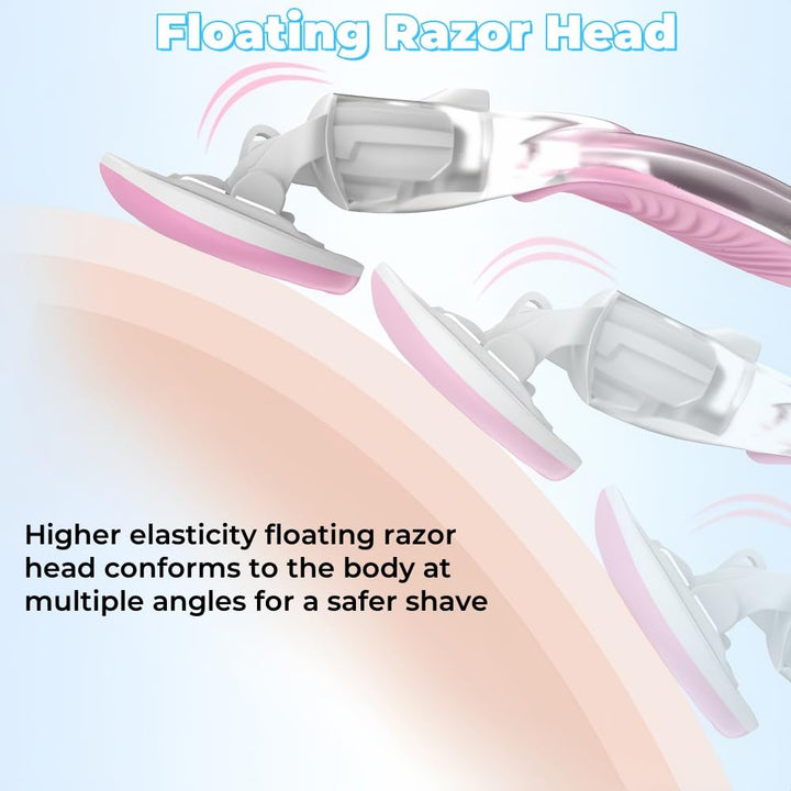 2024 New Women'S Short Handle Razor with Five Blades, Can Remove Excess Body Hair from Arms, Legs, Underarms, Private Areas, Etc. Reusable, with Replaceable Razor Heads (H)