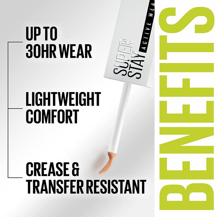 Super Stay Liquid Concealer Makeup, Full Coverage Concealer, up to 30 Hour Wear, Transfer Resistant, Natural Matte Finish, Oil-Free, Available in 16 Shades, 18, 1 Count