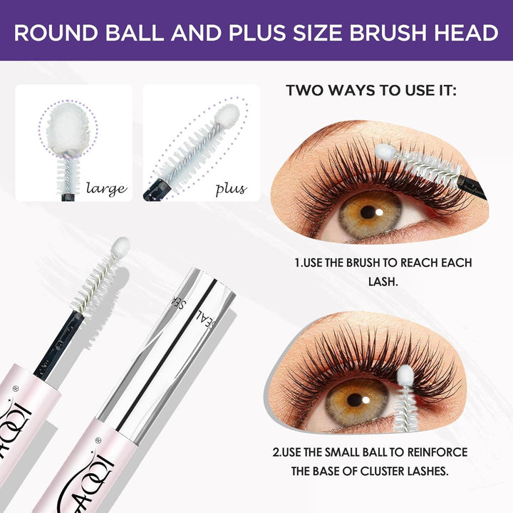 Lash Cluster Glue, Lash Bond and Seal Waterproof, Bond & Seal Eyelash Glue for Clusters, Eyelash Adhesive Black Long-Lasting 72H, Latex-Free（5Ml+5Ml）