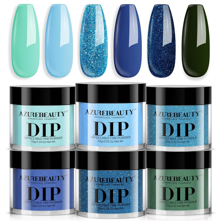 Dip Powder Nail Basic Set White Black Silver Grey Pure Sparkle 6 Colors All Seasons Dipping Powder Starter Kit French Nail Art Manicure DIY Salon for Women, No Need Nail Lamp Cured