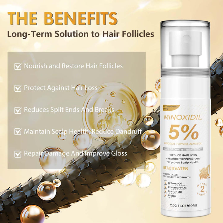 Minoxidil for Men and Women, Hair Growth Biotin Serum with Batana and Rosemary for Hair Beard Regrowth Treatments Extra Strength Hair Loss Solution, Clinically Proven to Regrow Thicker