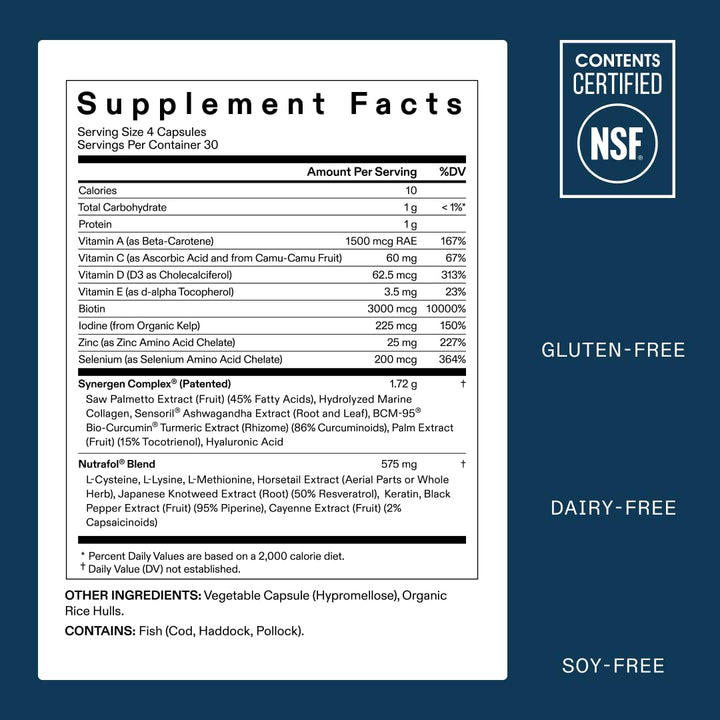 Men'S Hair Growth Supplements, Clinically Tested for Visibly Thicker Hair and Scalp Coverage, Dermatologist Recommended - 1 Month Supply