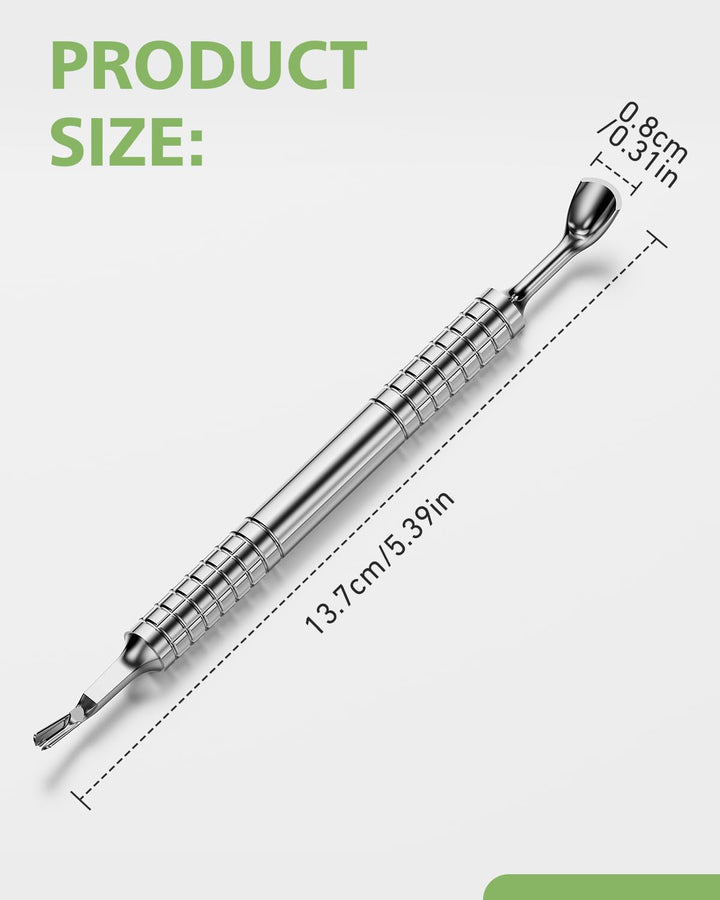 Professional Cuticle Pusher & Trimmer for Women - 2-In-1 Nail Cuticle Remover Tool for Perfect Manicures & Pedicures, Silver
