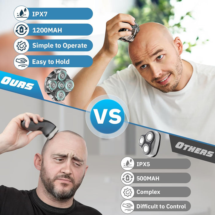 Head Shavers for Bald Men, Magnetic Electric Razor Hair Trimmer Cordless Rechargeable Electric Shavers 100% Waterproof Dry & Wet Grooming Kit with Led Display