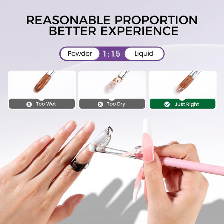 Acrylic Nail Kit: 30G Clear Acrylic Powder and 75Ml Liquid Set with Nail Brush and Forms Nails Extension Kit for Beginners for Home DIY Salon Nails Application