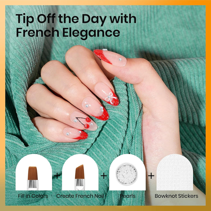 Beetles Nail Art Brushes 8Pcs – Crystal Nail Art Tools 5Pcs Double-Headed Nails Dotting Tool, 3Pcs Striping Liner Brushes for Nails with Pearls Bowknot Stickers, DIY Home Salon Manicure Design Tools