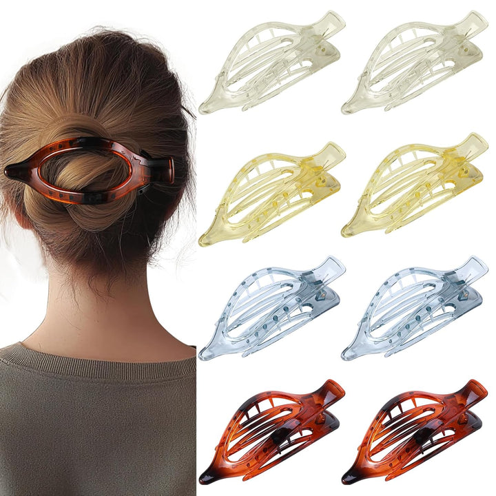 8 Pack Flat Hair Clips for Women,Matte No Crease Flat Claw Clips, Large Strong Hold Barrettes for Thick & Thin Hair, French Duckbill Styling Accessories