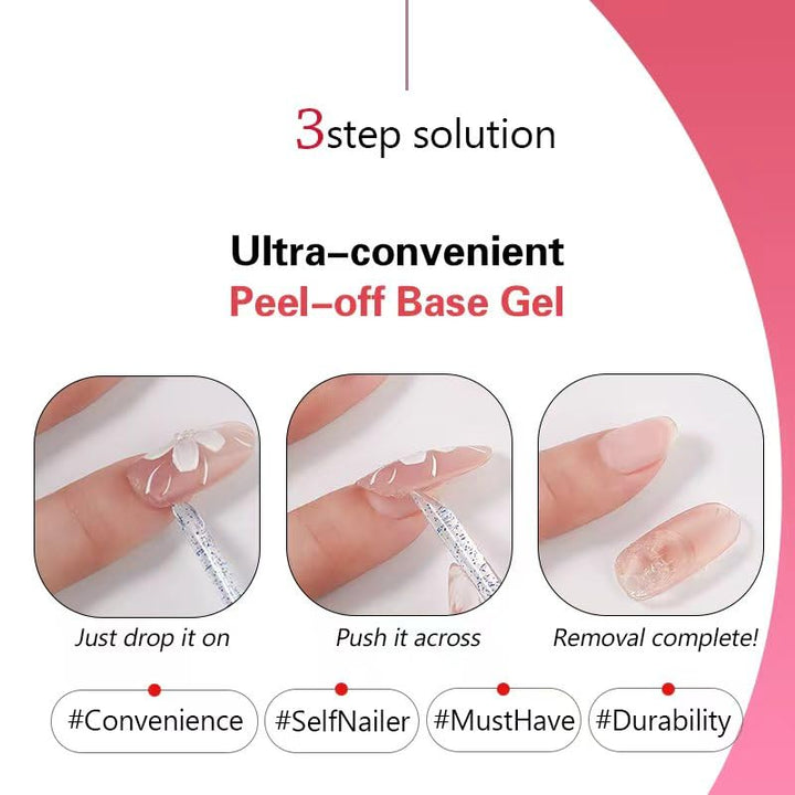 Peel off Base Coat for Gel Nail Polish, 10Ml  Peel-Off Base Gel, UV LED Lamp Nail Polish without Damage, Long Lasting Peelable Base for Beginners Weak Thin Nails