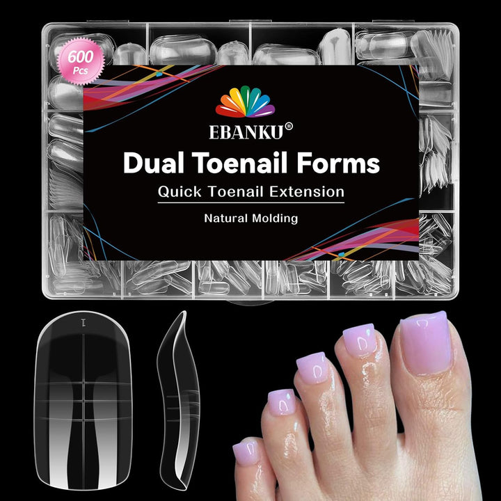 Poly Gel Toenail Kit, Toe Dual Nail Forms Reusable Poly Gel Nail Kit for Toe Nail Extension Gel Press on Toe Nail Tips Poly Gel Toenail Forms for Women Pedicure Tools, 120PCS, 120 Sizes