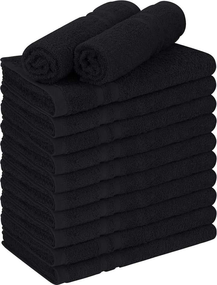 Cotton Bleach Proof Salon Towel 16 by 27 Inches, Bleach Safe Gym 100% Cotton Hand Towel, 24 Pack, Black