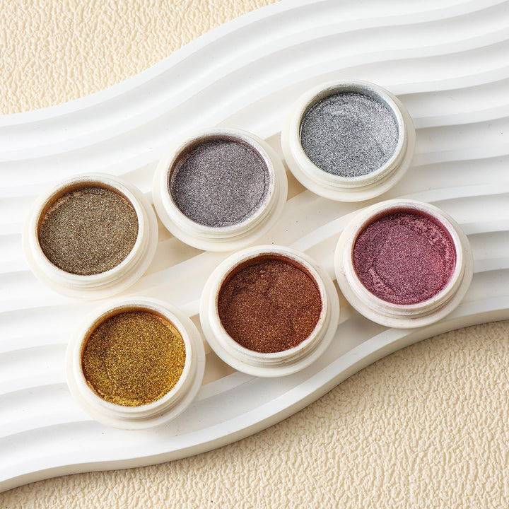 6PCS Chrome Nail Powder Metallic Mirror Pigment Glitter Effect Holographic Powder for Nails, Rose Gold Silver Champagne Rubbing DIY Dust for Nail Designs Decoration Supplies