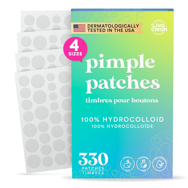 330 CT Pimple Patches for Face W/Salicylic Acid, Tea Tree Oil & Calendula Oil - Four Sizes - Pimple Patch, Hydrocolloid Patch, Acne Patches for Face