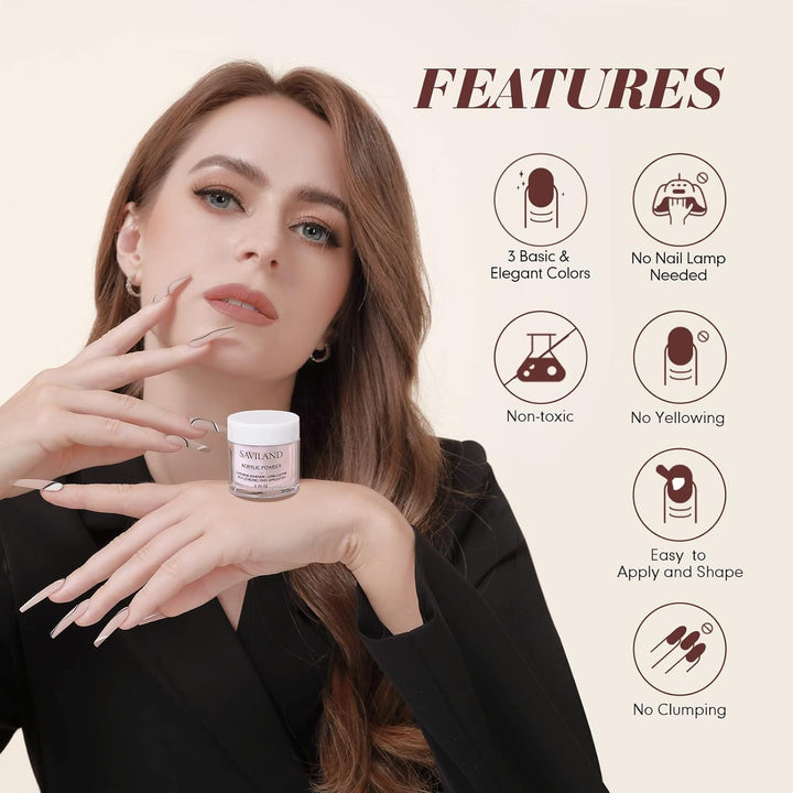 Acrylic Nail Starter Kit: Clear Pink Nude Acrylic Powder & Liquid, Brush, Files, Forms, Press on Nails, Home Practice Set